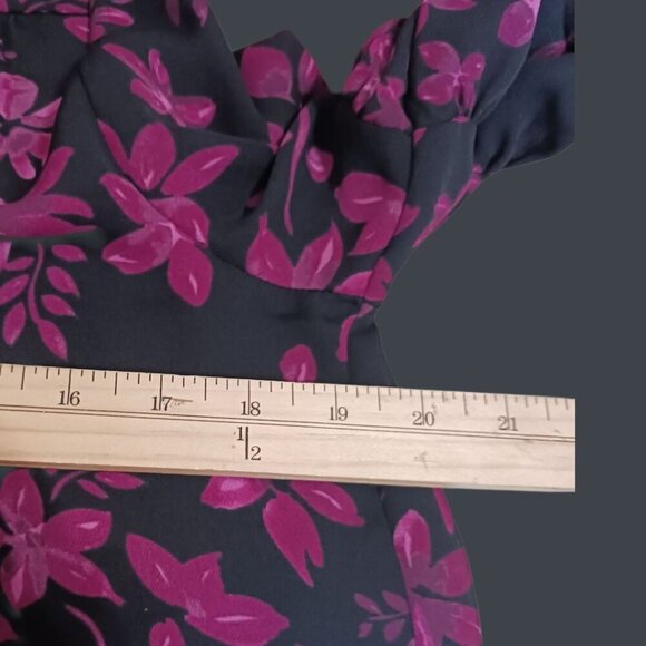 Parker Womens Floral Print  Long-Sleeve Blouse Tie Front Pink/black  Size Xsmall - Picture 8 of 14